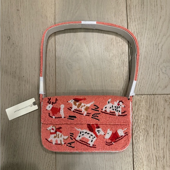 NWT Anthropologie The Fiona Beaded Bag:  Sleds With Dogs - Picture 3 of 4